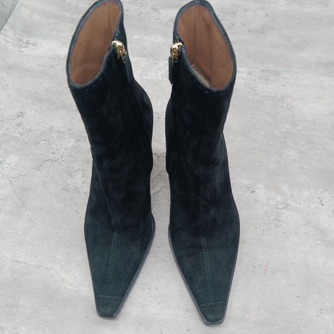 GUCCI Short Boots Shoes EU 36 US 6 Suede Black Authentic