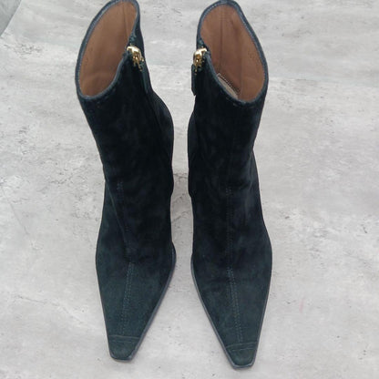 GUCCI Short Boots Shoes EU 36 US 6 Suede Black Authentic