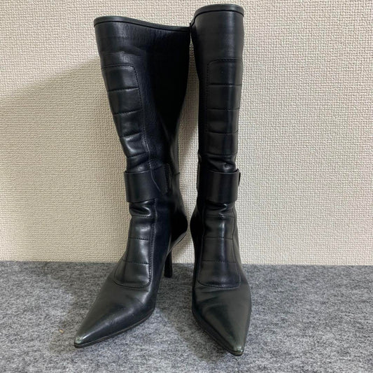 GUCCI Boots Shoes EU 35.5 US 5.5 Leather Black Authentic