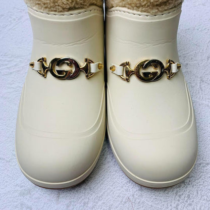 GUCCI Boots Shoes Mouton Interlocking EU 36 US 6 Off White Authentic