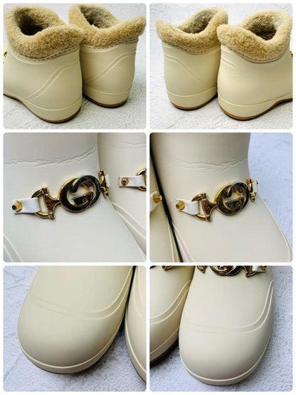 GUCCI Boots Shoes Mouton Interlocking EU 36 US 6 Off White Authentic