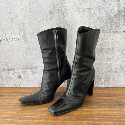 GUCCI Boots Bootie Shoes EU 37 US 7 Leather Black Authentic