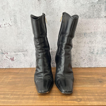 GUCCI Boots Bootie Shoes EU 37 US 7 Leather Black Authentic