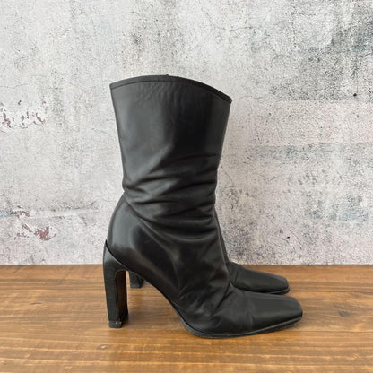 GUCCI Boots Bootie Shoes EU 37 US 7 Leather Black Authentic