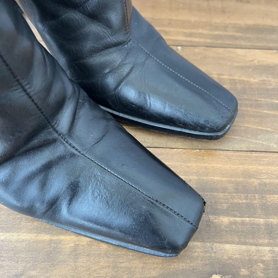 GUCCI Boots Bootie Shoes EU 37 US 7 Leather Black Authentic