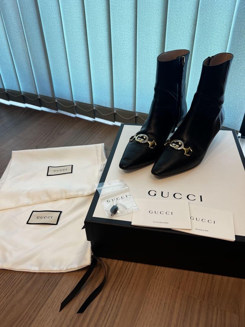 GUCCI Short Boots Shoes EU 35.5 US 5.5 Leather Black Authentic
