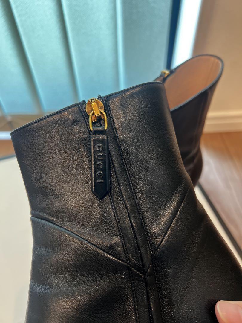 GUCCI Short Boots Shoes EU 35.5 US 5.5 Leather Black Authentic