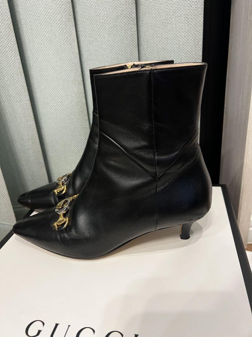GUCCI Short Boots Shoes EU 35.5 US 5.5 Leather Black Authentic