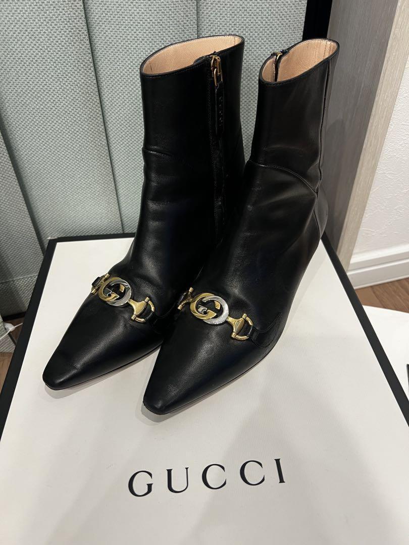 GUCCI Short Boots Shoes EU 35.5 US 5.5 Leather Black Authentic