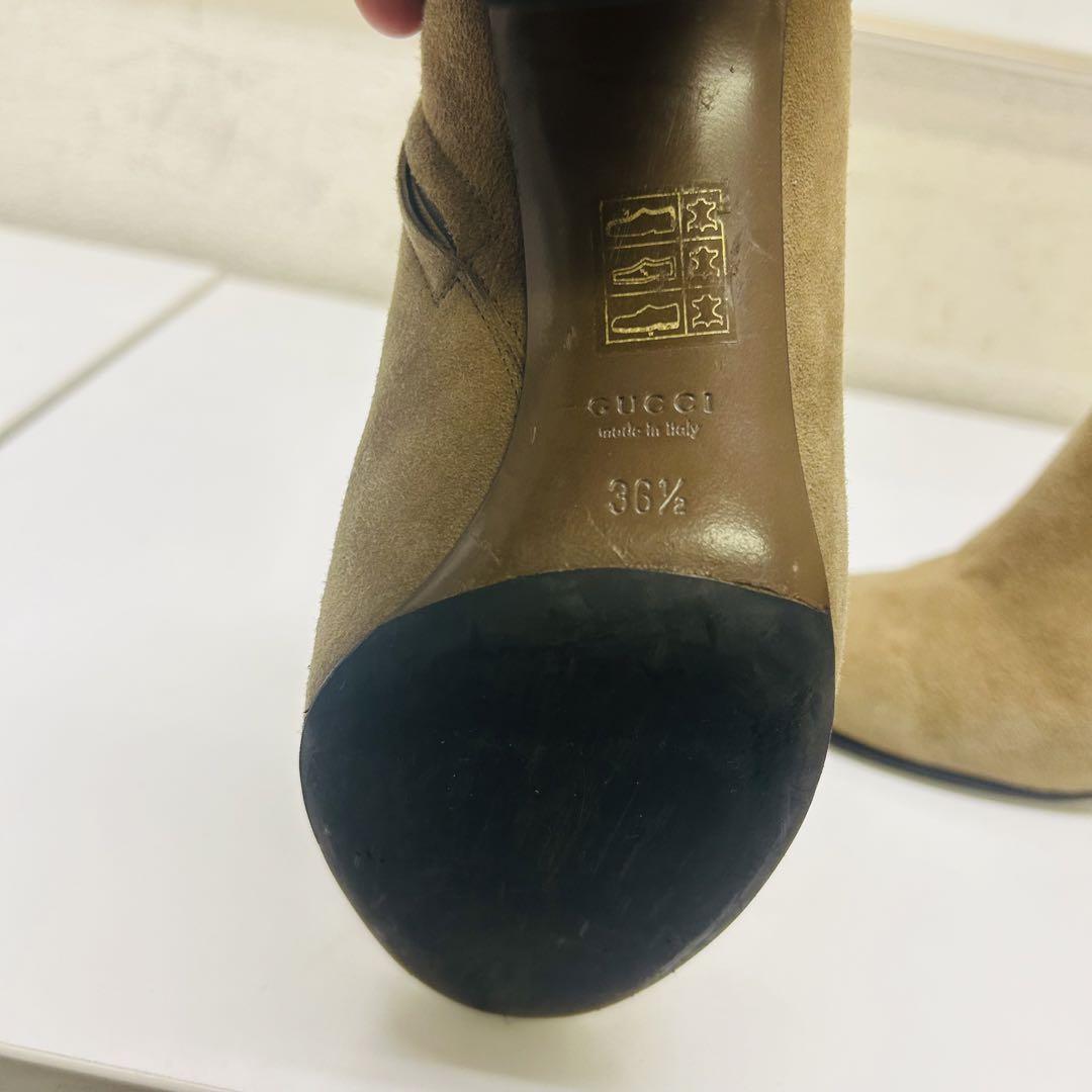 GUCCI Boots Shoes EU 36.5 US 6.5 Suede Beige Authentic