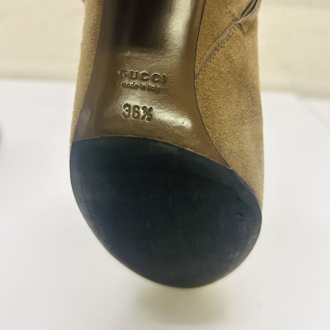 GUCCI Boots Shoes EU 36.5 US 6.5 Suede Beige Authentic