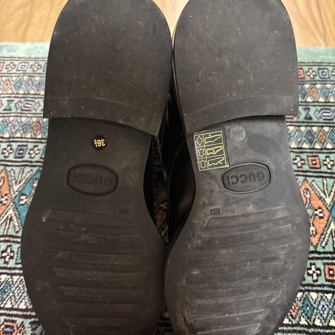 GUCCI Boots Shoes EU 36.5 US 6.5 Leather Black Authentic