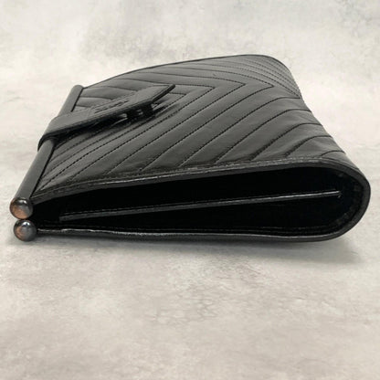 Yves Saint Laurent Clutch Bag YSL Logo Cassandra Purse Handbag Leather Black