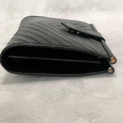 Yves Saint Laurent Clutch Bag YSL Logo Cassandra Purse Handbag Leather Black