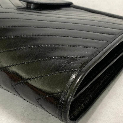Yves Saint Laurent Clutch Bag YSL Logo Cassandra Purse Handbag Leather Black
