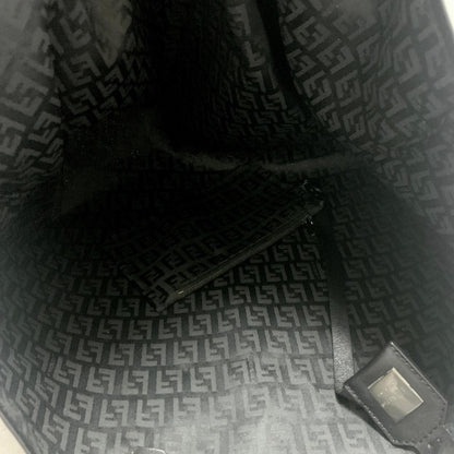 FENDI Bag FF Zucchino With Pouch Hand Tote Purse Canvas Black Used Authentic