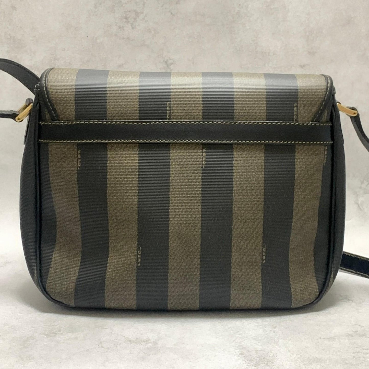 FENDI Bag Pecan FF Shoulder Purse Leather Brown Gold Used Women's Authentic