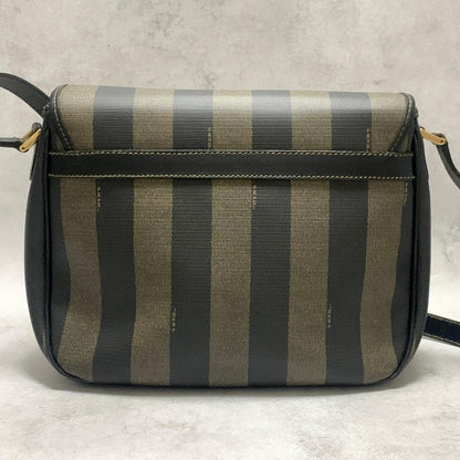 FENDI Bag Pecan FF Shoulder Purse Leather Brown Gold Used Women's Authentic