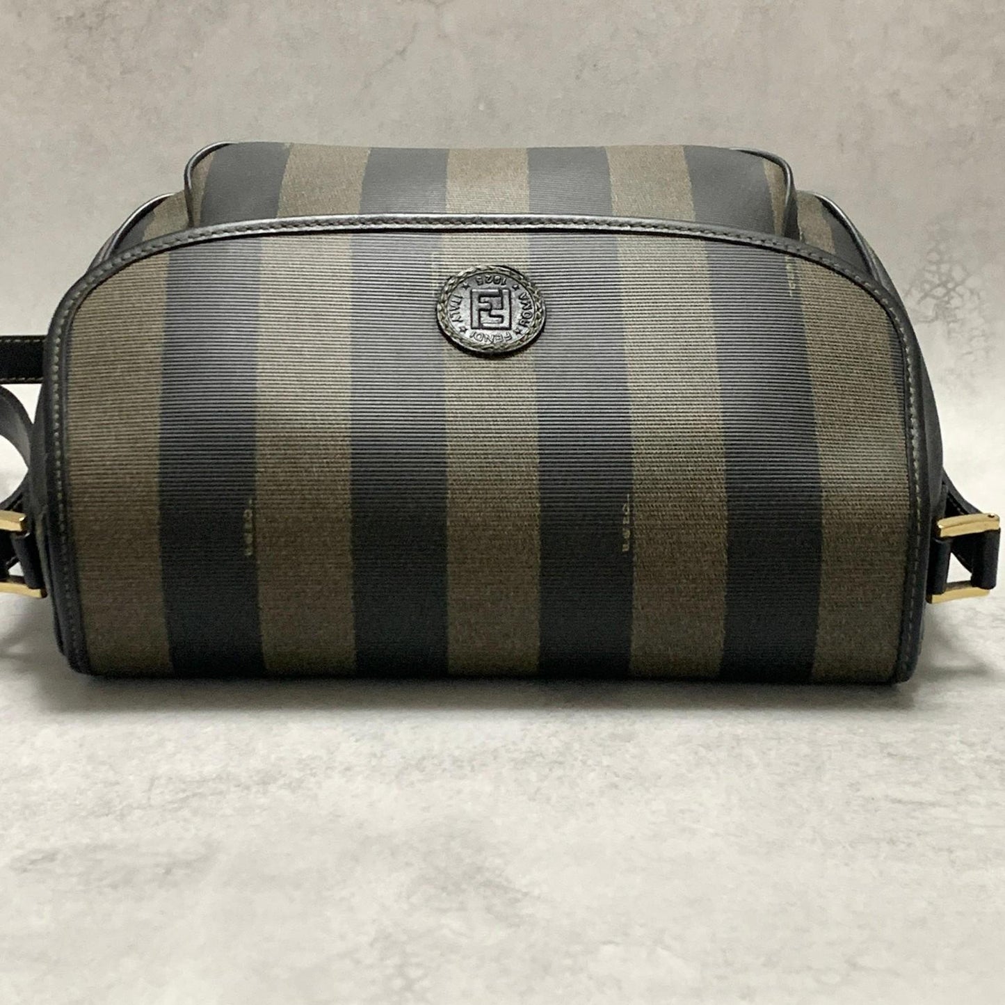 FENDI Bag Pecan FF Shoulder Purse Leather Brown Gold Used Women's Authentic