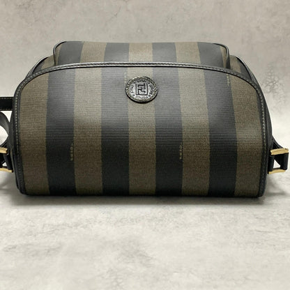 FENDI Bag Pecan FF Shoulder Purse Leather Brown Gold Used Women's Authentic