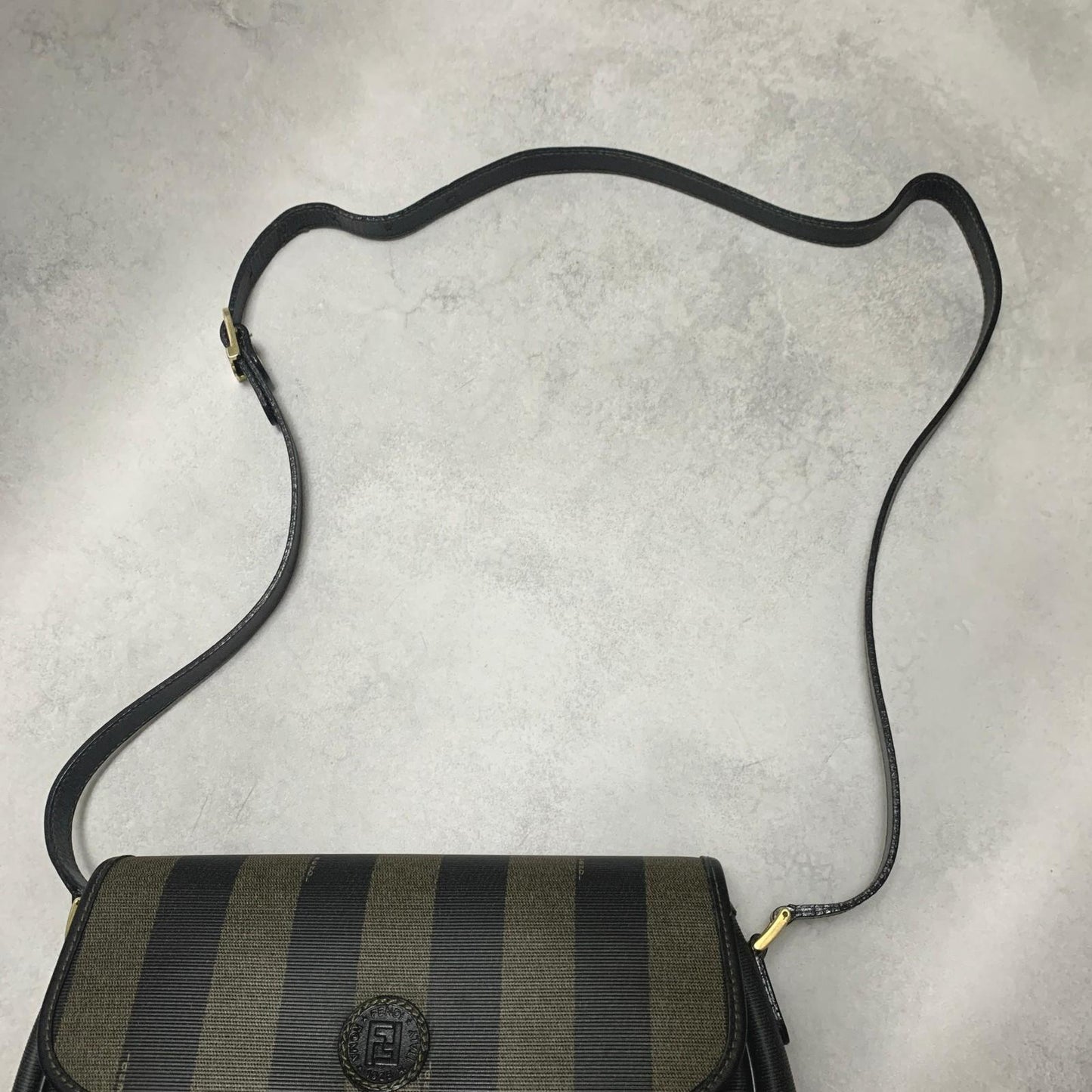 FENDI Bag Pecan FF Shoulder Purse Leather Brown Gold Used Women's Authentic