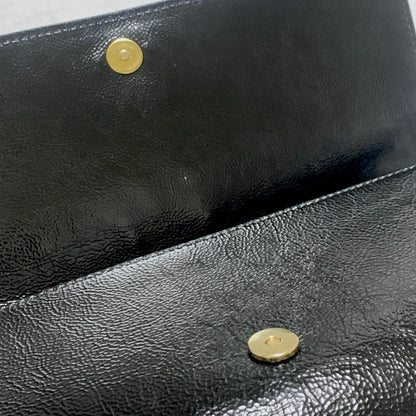 Saint Laurent Bag YSL Cassandra Clutch Purse Hand Patent Black Gold Authentic