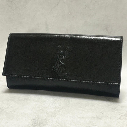 Saint Laurent Bag YSL Cassandra Clutch Purse Hand Patent Black Gold Authentic