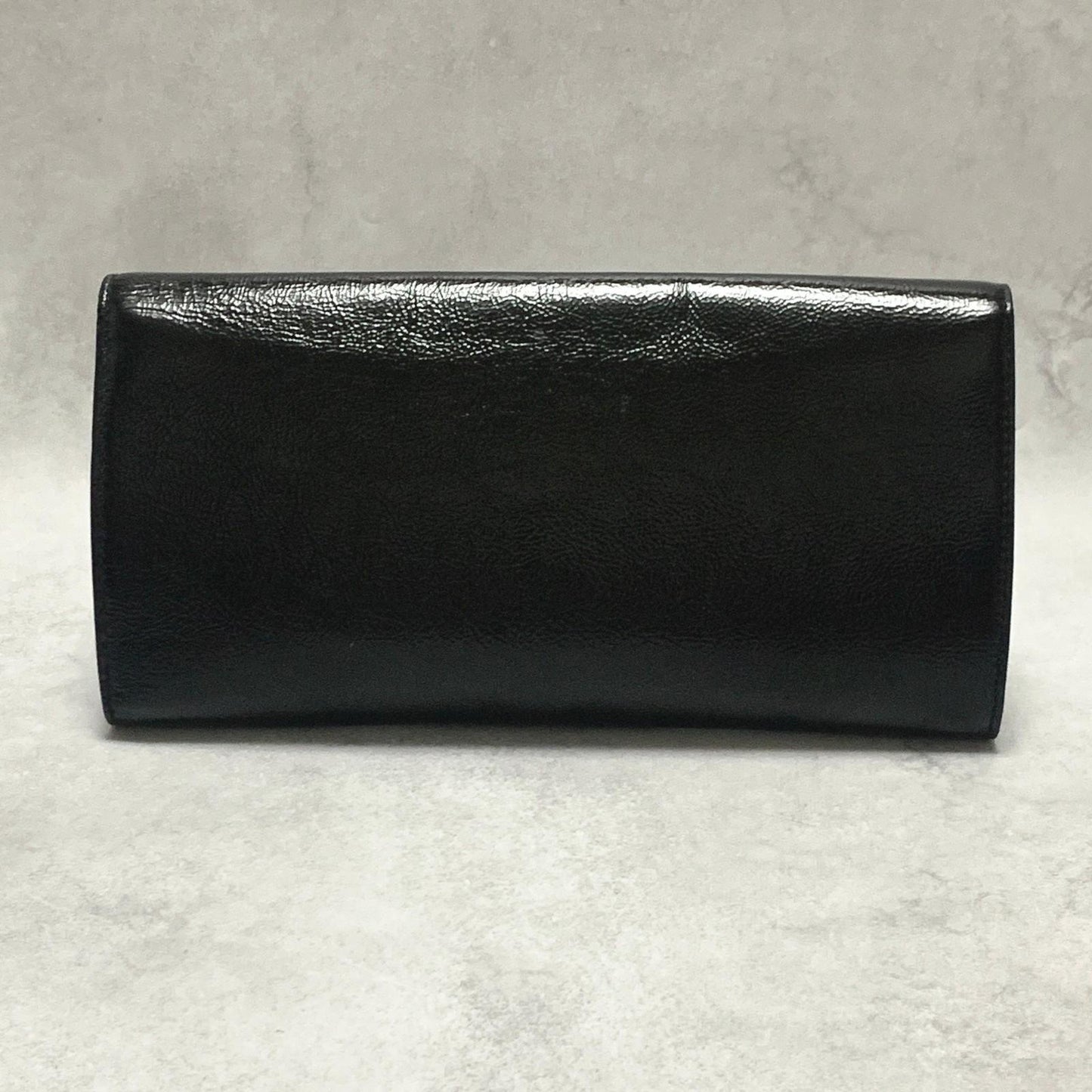 Saint Laurent Bag YSL Cassandra Clutch Purse Hand Patent Black Gold Authentic