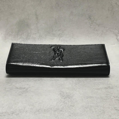 Saint Laurent Bag YSL Cassandra Clutch Purse Hand Patent Black Gold Authentic