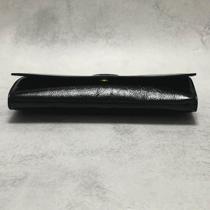 Saint Laurent Bag YSL Cassandra Clutch Purse Hand Patent Black Gold Authentic