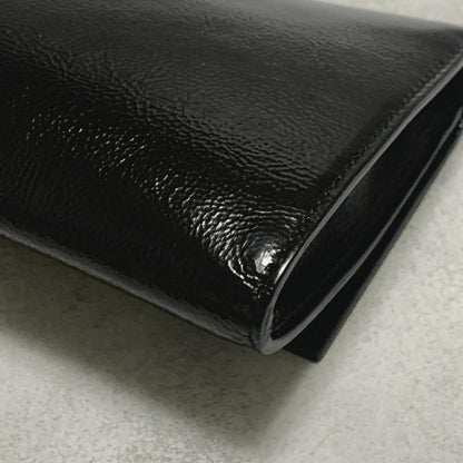 Saint Laurent Bag YSL Cassandra Clutch Purse Hand Patent Black Gold Authentic