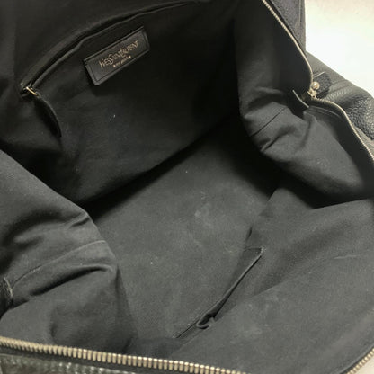 Saint Laurent Bag Easy YSL Boston Hand Tote Purse Leather Black Silver Authentic