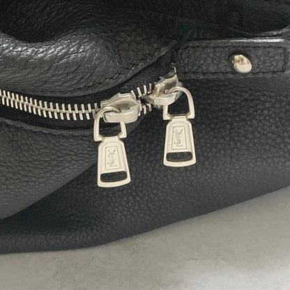 Saint Laurent Bag Easy YSL Boston Hand Tote Purse Leather Black Silver Authentic