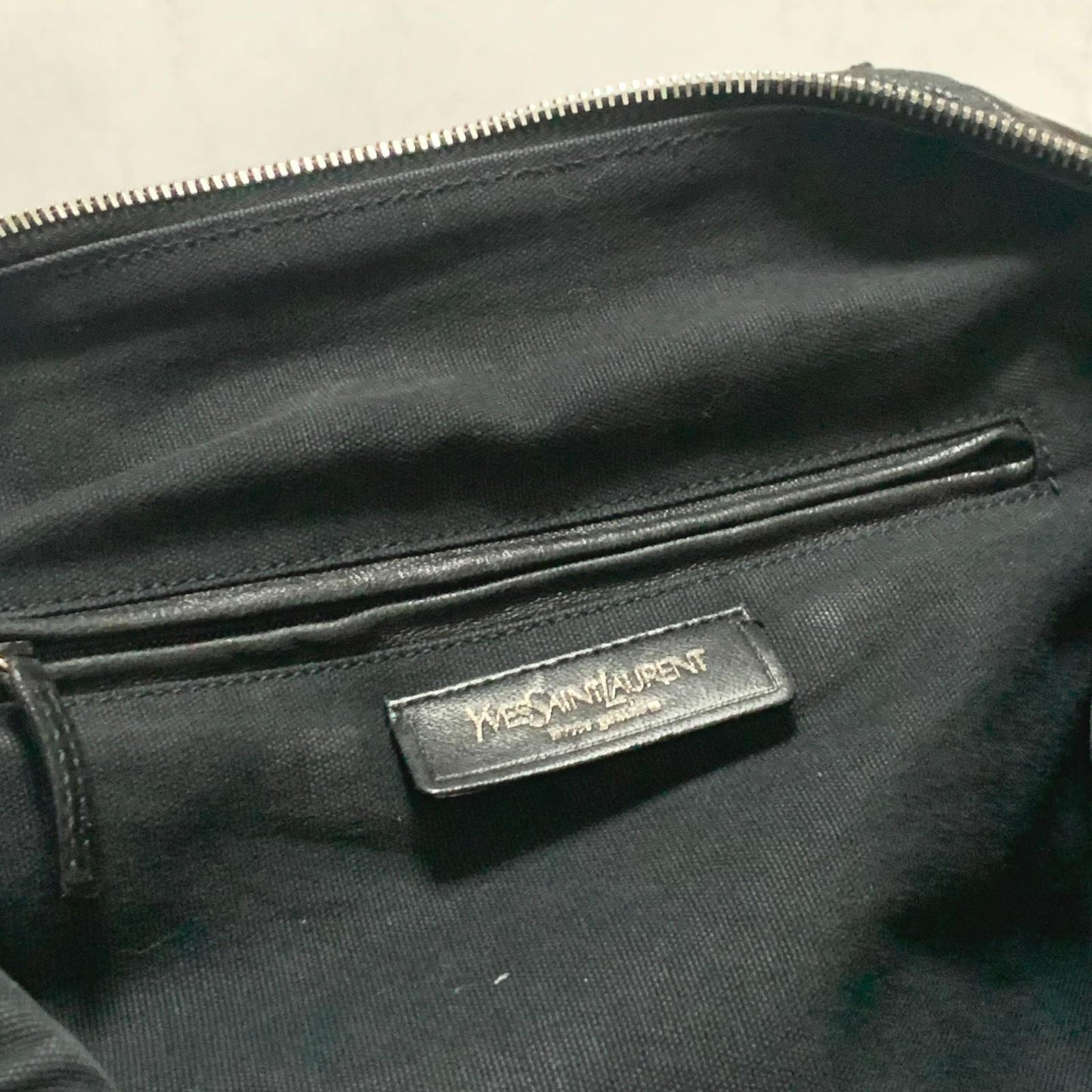 Saint Laurent Bag Easy YSL Boston Hand Tote Purse Leather Black Silver Authentic