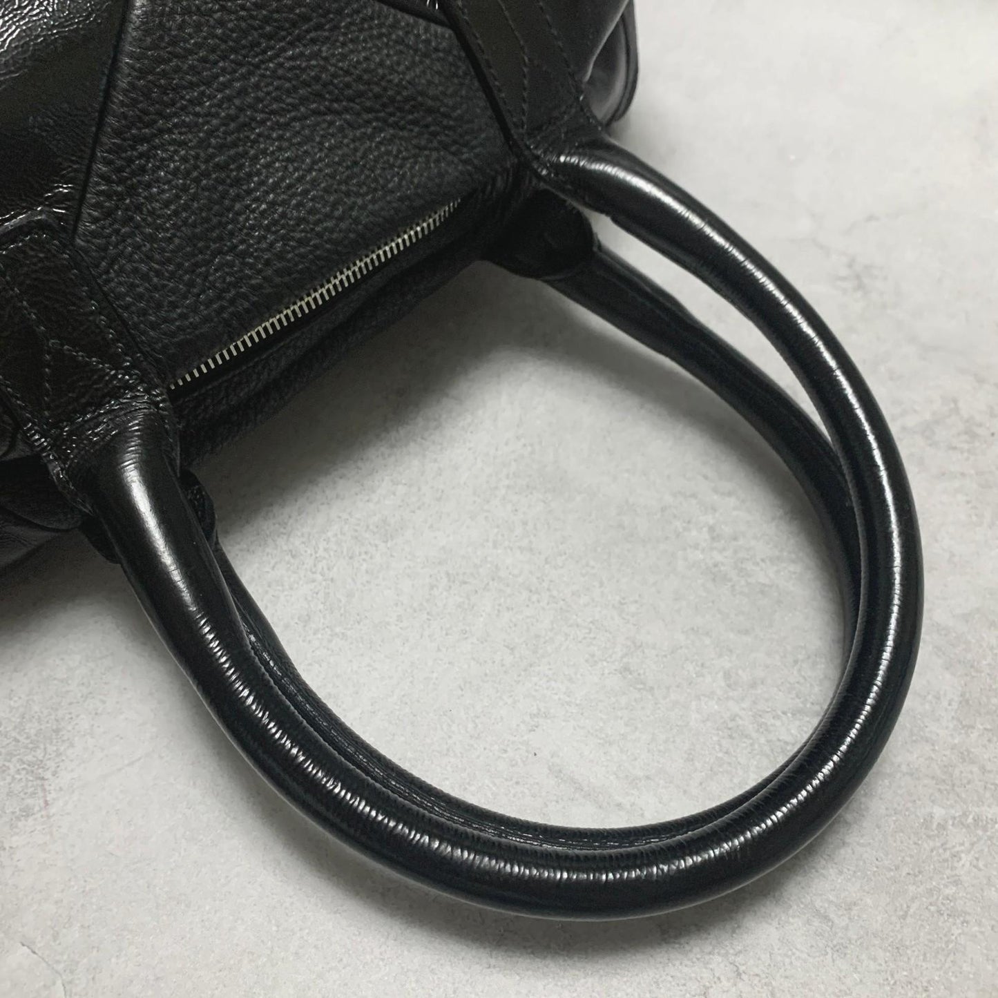 Saint Laurent Bag Easy YSL Boston Hand Tote Purse Leather Black Silver Authentic