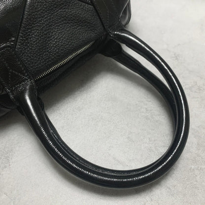 Saint Laurent Bag Easy YSL Boston Hand Tote Purse Leather Black Silver Authentic