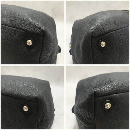 Saint Laurent Bag Easy YSL Boston Hand Tote Purse Leather Black Silver Authentic