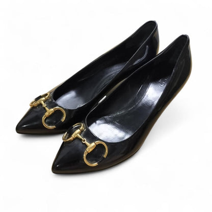 GUCCI Shoes Pumps Heel Horsebit EU 36 US 6 Black Authentic