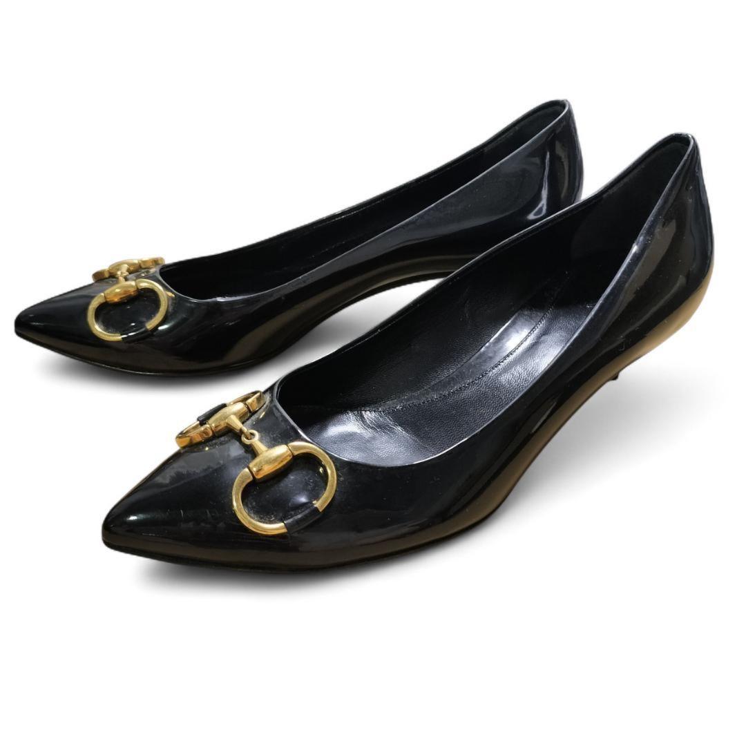 GUCCI Shoes Pumps Heel Horsebit EU 36 US 6 Black Authentic