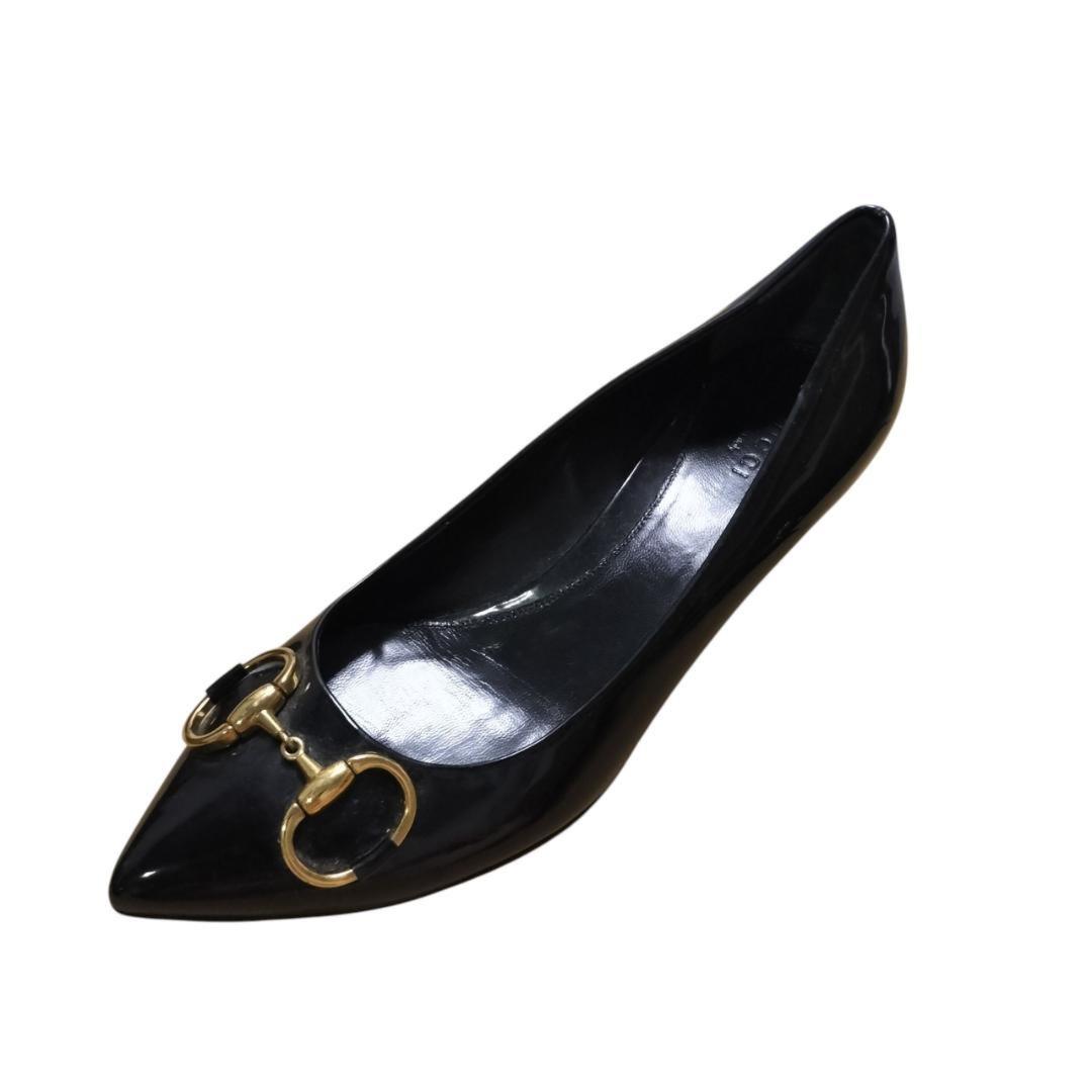 GUCCI Shoes Pumps Heel Horsebit EU 36 US 6 Black Authentic