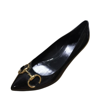 GUCCI Shoes Pumps Heel Horsebit EU 36 US 6 Black Authentic