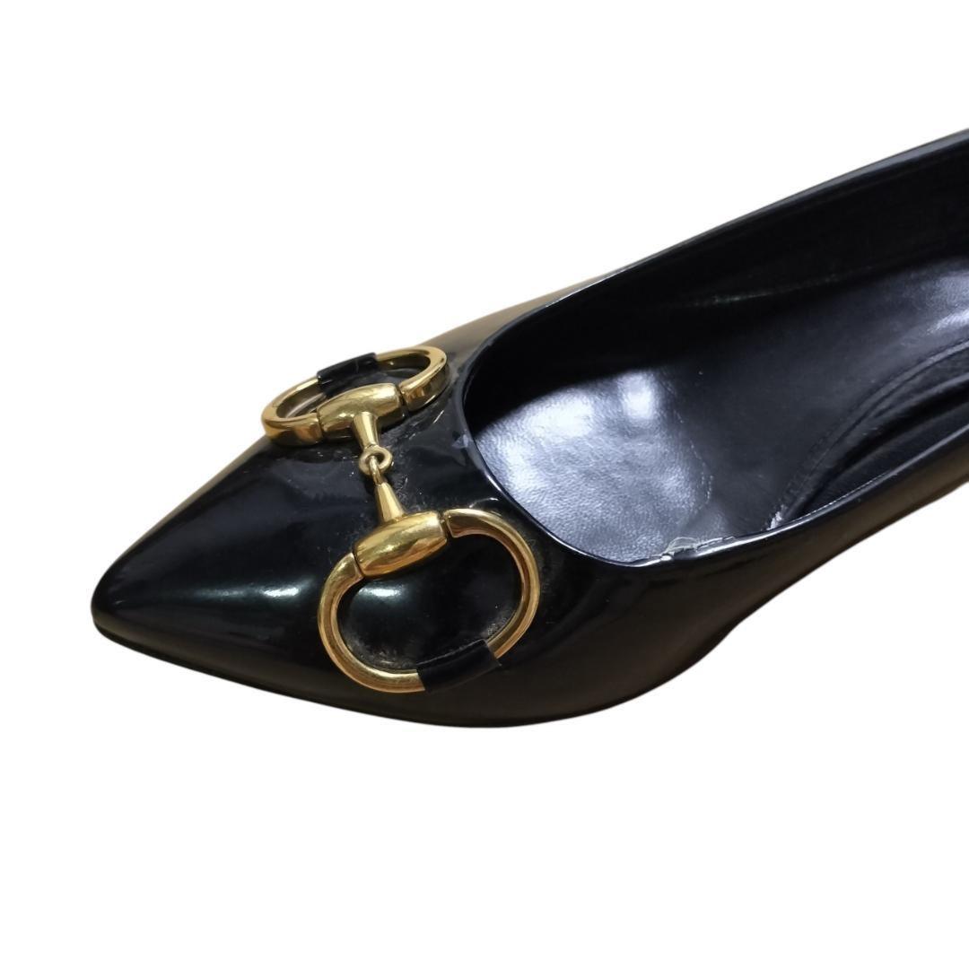 GUCCI Shoes Pumps Heel Horsebit EU 36 US 6 Black Authentic