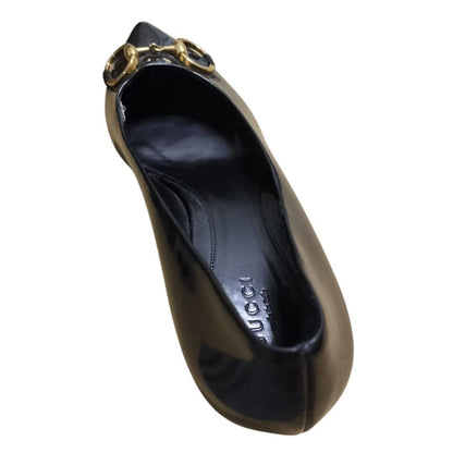 GUCCI Shoes Pumps Heel Horsebit EU 36 US 6 Black Authentic