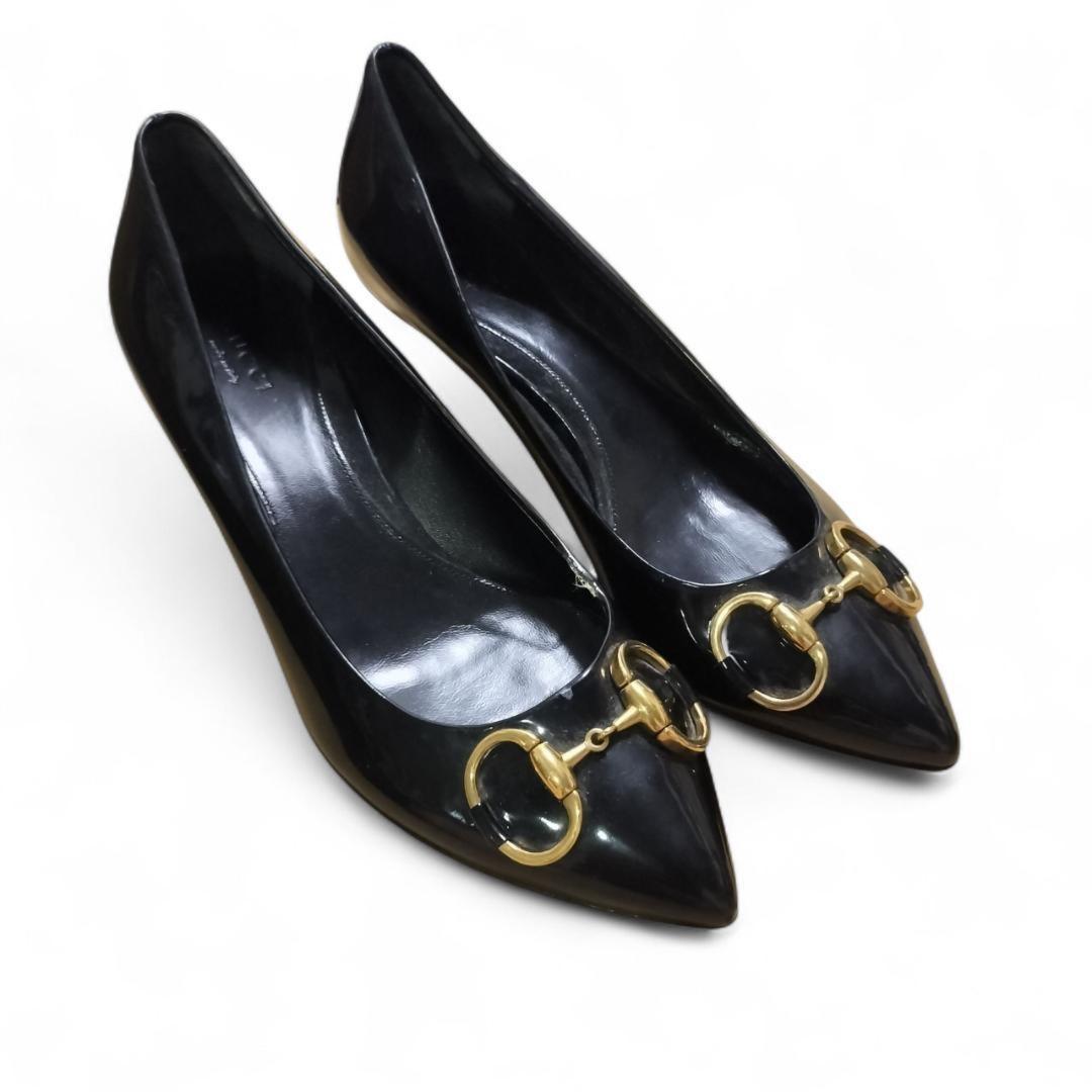GUCCI Shoes Pumps Heel Horsebit EU 36 US 6 Black Authentic