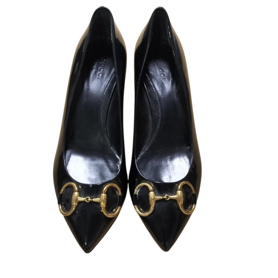 GUCCI Shoes Pumps Heel Horsebit EU 36 US 6 Black Authentic