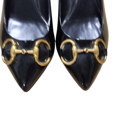 GUCCI Shoes Pumps Heel Horsebit EU 36 US 6 Black Authentic