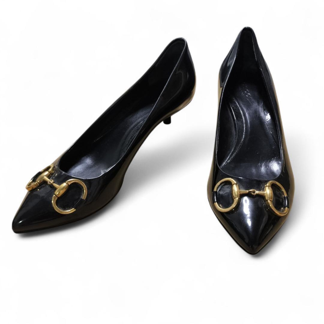 GUCCI Shoes Pumps Heel Horsebit EU 36 US 6 Black Authentic