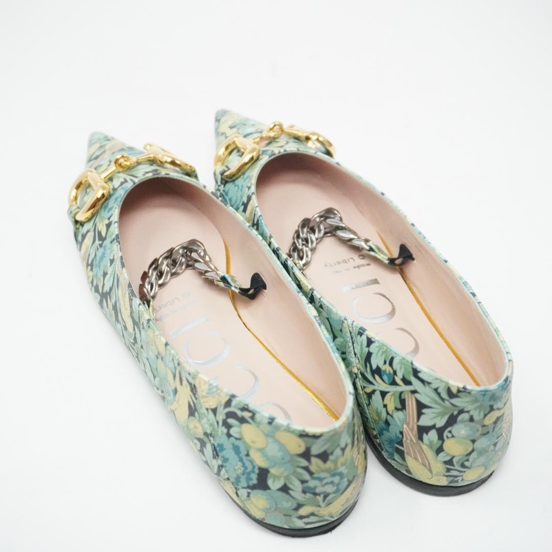 GUCCI Shoes Pumps Heel Flat Chain EU 36 US 6 Green Authentic