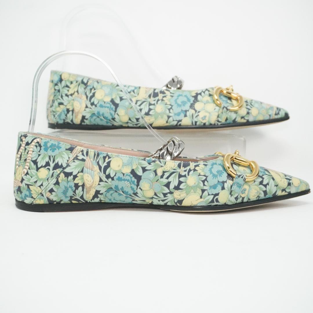 GUCCI Shoes Pumps Heel Flat Chain EU 36 US 6 Green Authentic