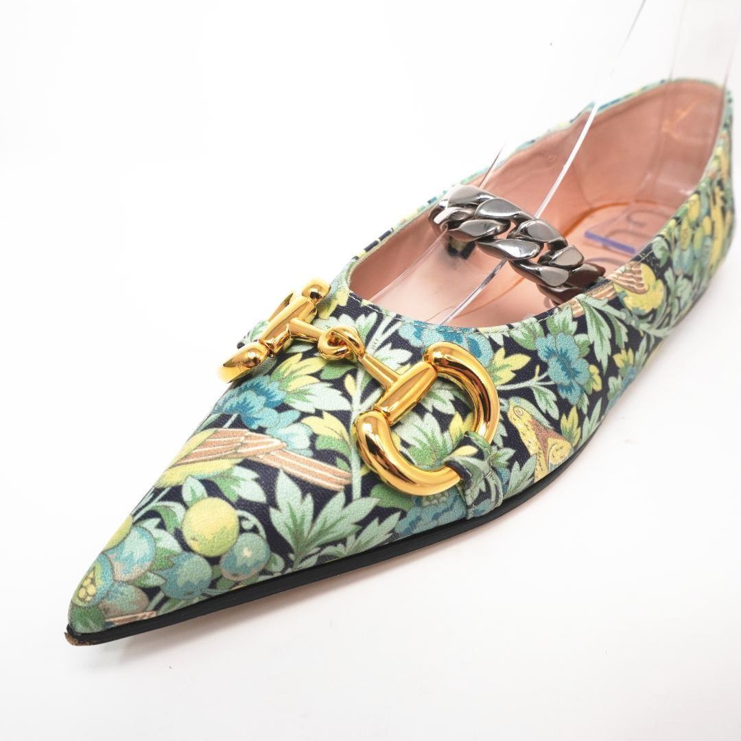 GUCCI Shoes Pumps Heel Flat Chain EU 36 US 6 Green Authentic